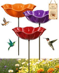 Handmade Metal Flower Garden Stakes Bird Bath, Bee Watering Station Butterfly Feeder with Colorful Flower Design Pollinator Hummingbird Water Bowl Puddler with Stand for Outdoor Yard Decor(Set 7) by Unknown