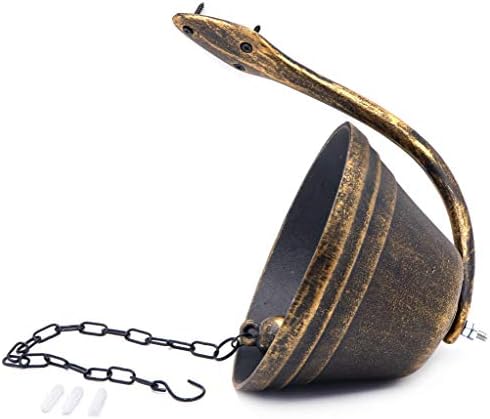 HongK- Upstreet Outdoor Dinner Bell Made For Ranch House Family Front Door Interior Exterior Décor | Wall Hanging Mount Heavy Cast Solid Iron Decoration Gold Large (H: 5" x W: 7") [P/N: ET-BELL002-L] - Image 5