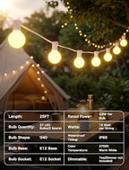 SUNSGNE 25FT G40 LED Outdoor White String Lights with 27 White Solid Shatterproof Globe Bulbs (2 Spare), Outdoor Hanging Edison Lights for Room Café Bistro Pergola Tents, White Wire - Image 7