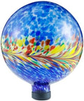 VOREEN 10-Inch Glass Gazing Ball, Outdoor Gazing Globe, Handmade Reflective Ball Yard Decoration for Homes, Patio, Lawn and Gardens, Gift for Mom Wife Friend, Phoenix Tail Design, Blue by VOREEN