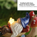 Solar Gnome Garden Statue with Mushroom and Butterfly Lights Outdoors, Waterproof Garden Decor for Yard Lawn Balcony, Cute Gnome Figurine for Outdoor Patio Decor, Ideal Gift for Garden Lovers - Image 3