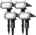 Solar Lights Outdoor Waterproof IP65, Super Bright LEDs with Lens, 2 Lighting Modes, 2 in 1 Auto On/Off Solar Powered Spotlights for Yard Flag Landscape Tree, 4 Pack, Cool White by TuyLuxeHome