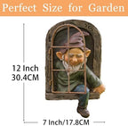 Teaeeno 12-inch Elf Out The Door Tree Hugger, Whimsical Old for Man Resin Statue with Foliage Features, Large Outdoor Tree Hugger for Yard Art, Trees Decorations Outdoor Wallmounted Statue - Image 3