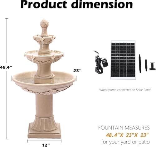 48"H Outdoor Italian Solar Water Fountain, Garden Resin Fountain - Image 2