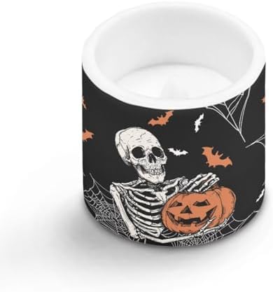 Halloween Pumpkin Skeleton Flickering Flameless Candles with Remote Battery Operated Candles with Timer Control LED Pillar Tea Lights for Indoor Outdoor Banquet Party Home Decorations - Image 2