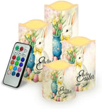 Rabbit Tulip Candles Flameless Candles with Remote and Timer LED Pillar Candles Set of 4 Candles Battery Operated Electric Fake Candles for Home Easter Decor by Uorisanigo