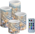 GLENLCWE Flameless Light Candles Battery Operated Candles with Color Changing Timer Remote Control Fake Pillar Candle Tealights Home Indoor Beach Coastal Decoration, Seashell Starfish Beach by GLENLCWE