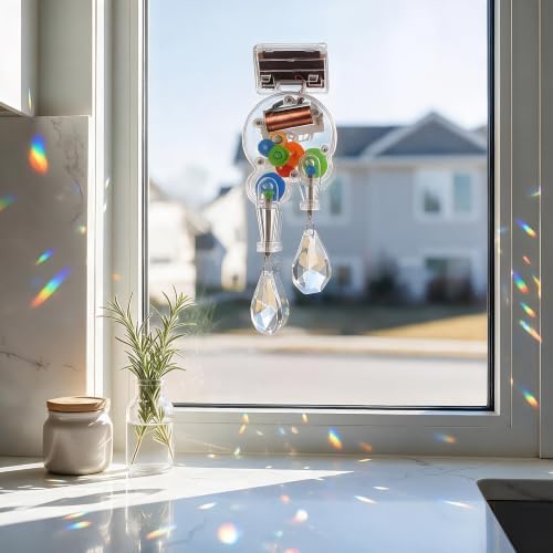 Solar Prism Rotating Suncatcher,Double Crystal Window Decor with Replaceable Heart‑Shaped Prism, Vibrant Home & Office Decoration, Great Gift for Christmas & Birthdays or Other Special Holidays by HOMEPEDIA