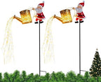 2 Pcs Solar Santa Claus Kettle Lights Santa Claus Watering Can Light Vintage Metal Garden Lawn Decorative Lights Solar Kettle Night Light with LED String Outdoor Garden Decor for Pathway Yard Patio by Unknown