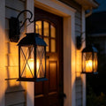 Solar Lanterns Outdoor Waterproof 2 Pack Black Hanging Lights with Candles by Afirst