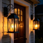 Solar Lanterns Outdoor Waterproof 2 Pack Black Hanging Lights with Candles by Afirst