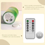 Eywamage Green Glass LED Pillar Candles with Remote Batteries Set of 5 - Image 3