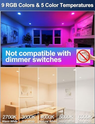 BR30 LED Recessed Can Light Bulbs, RGB Color Changing Indoor Flood Light Bulbs, Remote Control Timer with 5CCT Tunable White, E26 Base 10W 900LM (75W Equiv), Only for 6in Recessed Ceiling Cans, 8 Pack - Image 5