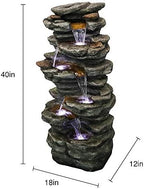 PeterIvan 6-Tier Rockery Outdoor Relaxing Water Fountain - 40” H Outdoor Waterfall Fountain with LED Light for Home&Office Decor, Stone-Liking Cascading Relaxation Garden Fountains for Patio, Garden - Image 4