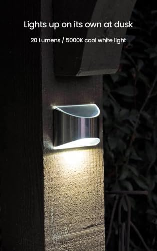 Home Zone Living 4PK Solar Wall Lights, Decorative Outdoor Fence, Stainless - Image 4