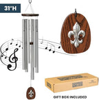 Woodstock Chimes Fleur de lis Wind Chime for Outside, Medium Silver 31" Windchime Tuned to La Marseillaise France's National Anthem ADFL1 - Image 3