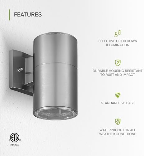 ASD 1 Light Cylinder Outdoor Sconce Lights, Steel 60W E26 ETL 6 Pack - Image 3