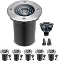 Gardencoin Low Voltage Landscape LED Well Lights, 12V in Ground Lights Outdoor IP67 Waterproof, 5" Tall Wired Landscape Up Lighting, Included Replaceable 5W 2700K MR16 Bulb Dimmable, 6 Pack by Gardencoin