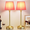 Cordless Table Lamps Rechargeable Set - 2 Pack Brass 4000mAH Battery Operated Lamps for Decor, 3000K Stepless Dimming Touch Control Wireless Lamps for Bedroom, Dining Table, Living Room, Rose Shade by KakanuoLightings