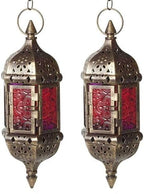 Moroccan Hanging Candle Lanterns, 2Pcs Metal Tea Light Holders, Moroccan Lantern for Living Room Balcony Patio Halloween Christmas Decorations by Unknown