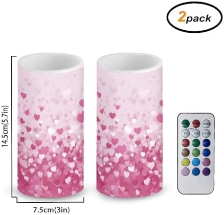 2 Pack Flameless Candles with Remote Battery Operated Candles with Timers Stylish Pink Heart Flameless LED Lights for Valentines Day Home Party Banquet Decoration - Image 2