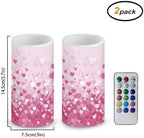 2 Pack Flameless Candles with Remote Battery Operated Candles with Timers Stylish Pink Heart Flameless LED Lights for Valentines Day Home Party Banquet Decoration - Image 2