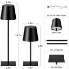 Kakanuo Black Cordless Rechargeable Table Lamps Set of 4 - Image 4