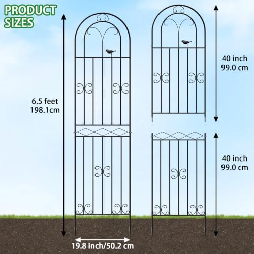 ARIFARO 2 Pack 78" H x 20" W Metal Garden Trellis for Climbing Plants - Image 3