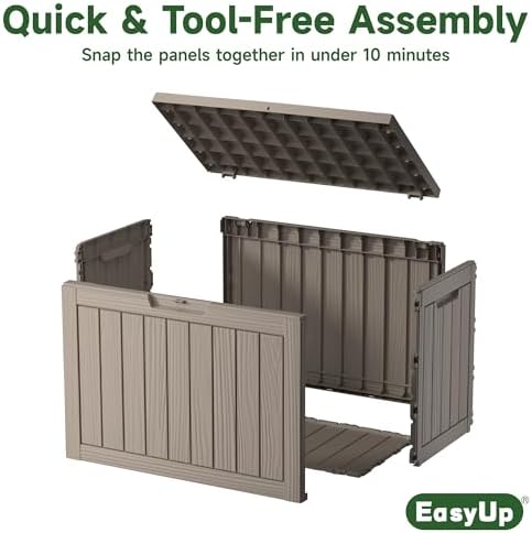 EasyUp 45 Gallon Waterproof Outdoor Storage Box UV Resistant Deck Box - Image 5