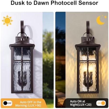 2 Pack Dusk to Dawn Outdoor Wall Lights, 23.9" Brown - Image 2