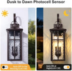 2 Pack Dusk to Dawn Outdoor Wall Lights, 23.9" Brown - Image 2