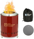 Red Mountain Valley Smokeless Tabletop Fire Pit with Mat, Portable Mini Low Smoke Camping Stove, with Travel Bag and Fireproof Mat, Stainless Steel Red, for Outdoor Enthusiasts by RedMountainValley