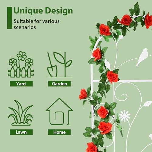 86.5" x 19.7" Metal Garden Trellis for Climbing Plants, White - Image 3