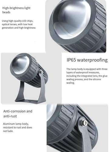 LED Beam Spotlight, 10W Narrow Beam Floodlight, IP65 Waterproof Long Range Rotation Spot Lights, Outdoor Architectural Landscape Lighting Beam Spotlight(Yellow Light,10W(24V)) - Image 4