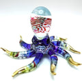Octopus Glass Handmade Figurine – Detailed Hand-Painted Blown Glass Sea Animal Sculpture with 22K Gold Accents – Collectible Marine Life Art & Unique Ocean Gift Décor (4 inches Multi-Blue) by Sansukjaianimalblownglass