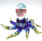 Octopus Glass Handmade Figurine – Detailed Hand-Painted Blown Glass Sea Animal Sculpture with 22K Gold Accents – Collectible Marine Life Art & Unique Ocean Gift Décor (4 inches Multi-Blue) by Sansukjaianimalblownglass