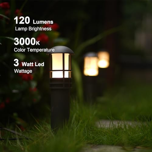 GOODSMANN Landscape Lighting Low Voltage Landscape Lights 1PK 3W LED 120 Lumen Outdoor Bollard Pathway Light Warm White 12V AC with Metal Stake Cable Connector 9126-43201-01A - Image 2