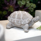 Modern Small Standing Turtle Figurine, Unique Cement Figurines, Handcrafted Decorative Washed Concrete Finish White Sculpture for Home, Garden,Office: 12.50"x9.00"x5.75"H - Image 2