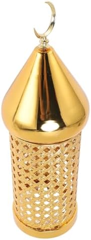 Gold Wind Lamp, Golden Candle Windproof Lamp, Retro Hollow Wind Lamp Iron Lantern for Wedding Party Decoration (Medium) by QANYEGN
