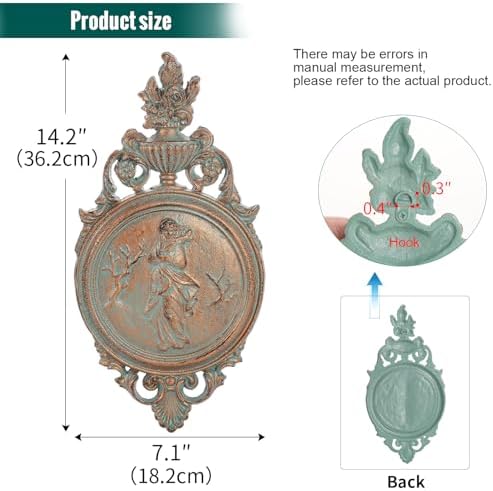 Sungmor Copper Cast Iron Wall Plaque -Classical Lady Relief in French Style - Image 3
