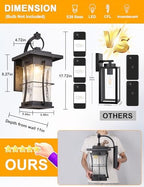 18" H Extra Large Outdoor Wall Sconce Black Large Exterior Wall Lantern Outside House Lamps Waterproof Mission Light Fixtures with Clear Seeded Glass, Perfect for Villa Porch Garage Coach Light - Image 3