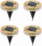 Outdoor Waterproof Mosaic Solar Ground Lights, Solar Disc Lights Outdoor Waterproof, Waterproof Colorful Glass LED Stake for Pathway Walkway Yard Patio Lawn(Yellow) by Unknown