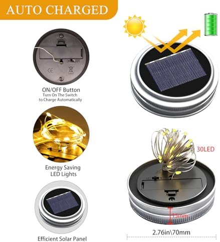 Mason Jar Solar Lights for Outside, 12 Pack 30 LED Fairy Lights(NO Jars) - Image 2