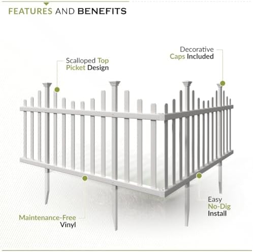 Zippity Madison Picket Fence Panels, White Vinyl DIY No Dig Kit - Image 3