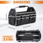 Kowsinde 18 Inch Tool Bag, Electrician Tool Bag, Open Top Tool Bags, 26 Pockets Can Hold Many Tools, Steel Handle and Removable Shoulder Strap - Image 2