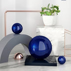 1 Pcs Garden Sphere Mirror Gazing Ball, Stainless Steel Polished Reflective Smooth Hollow Globe Ball, Shiny Decorations Addition to Garden Patio Yard Home, Blue(Size:7.08 in/18 cm) - Image 3