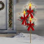 Solar Christmas Decorations Outdoor,Golden Trio Star & Candles Garden Stake by HokfirmHomeDecorGarden