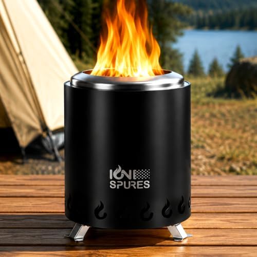 Tabletop Fire Pit, 6 Inch Smokeless Stainless Steel Firepit with Carry Bag, Mini Portable Stove for Camping Patio Picnic, Wood/Pellet Fueled, Optimized Airflow Design, Black by Unknown