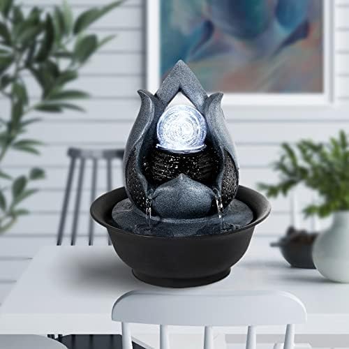 WICHEMI Indoor Water Fountain Tabletop Fountain with LED Crystal Ball - Image 3