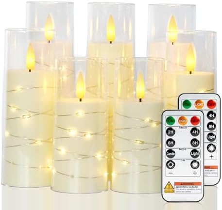 Raycare 7 Pack Flameless Battery Operated Pillar Candles with Remote Timer by Raycare